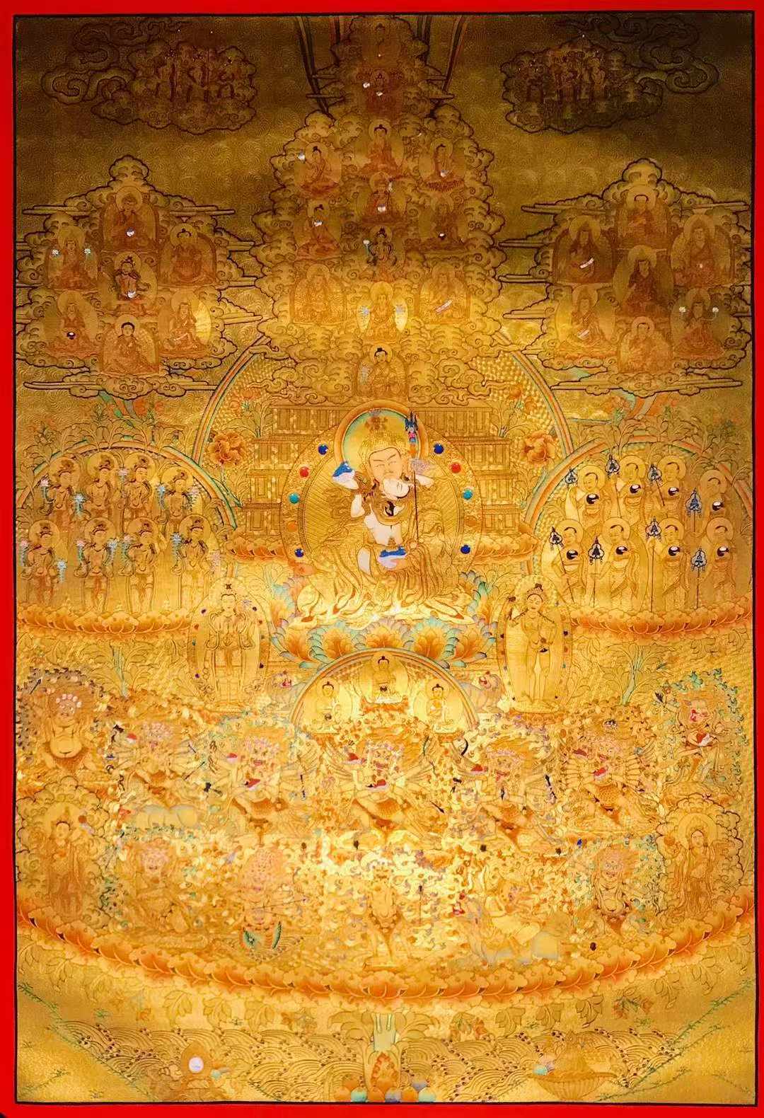 【傳世收藏】 寧瑪派傳承皈依境《蓮花生大師皈依傳承圖》觀想修法唐卡