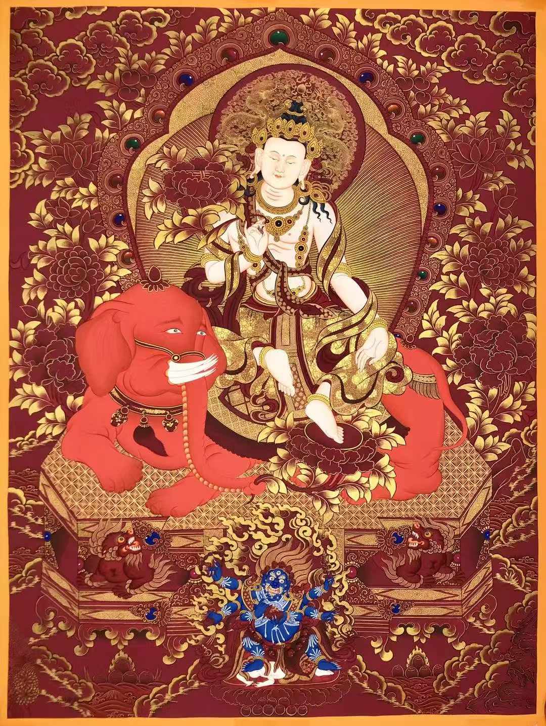 【傳世唐卡】唐卡大師創作《普賢菩薩》