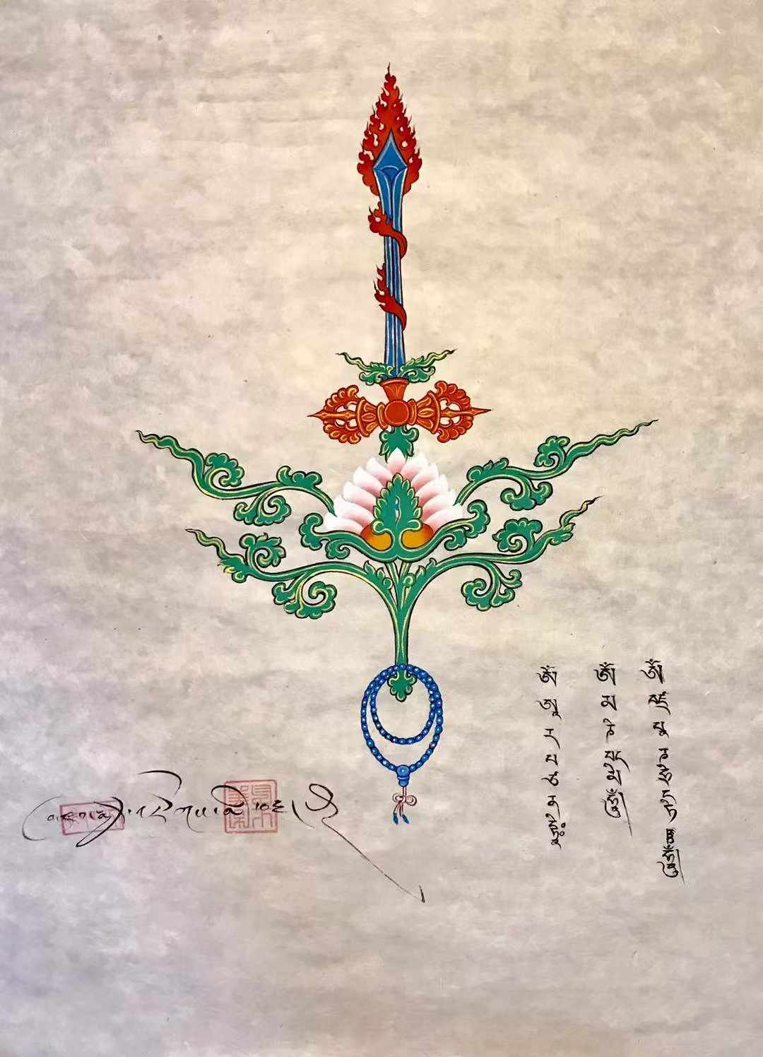 【原創西藏拉薩名家作品 】 攜手西藏勉唐唐卡大師 ：吉美桑布老師，獨家推出《三合圖》