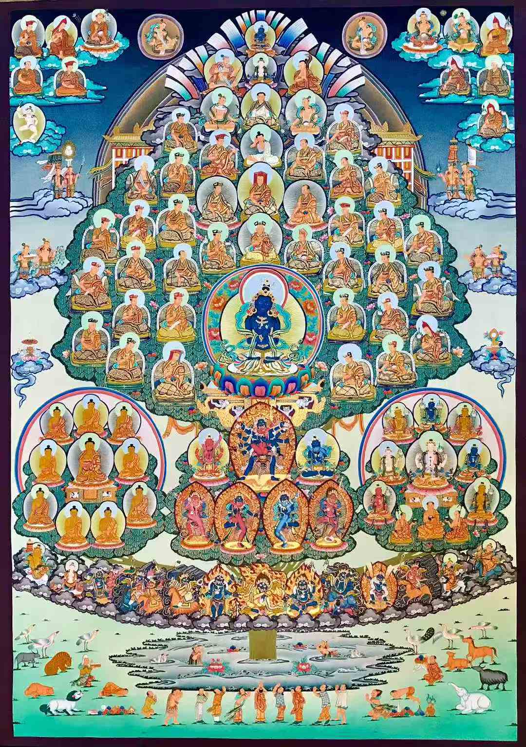 【高端精品彩唐】《金剛總持皈依境》皈依境觀想唐卡。畫幅100-70CM 。