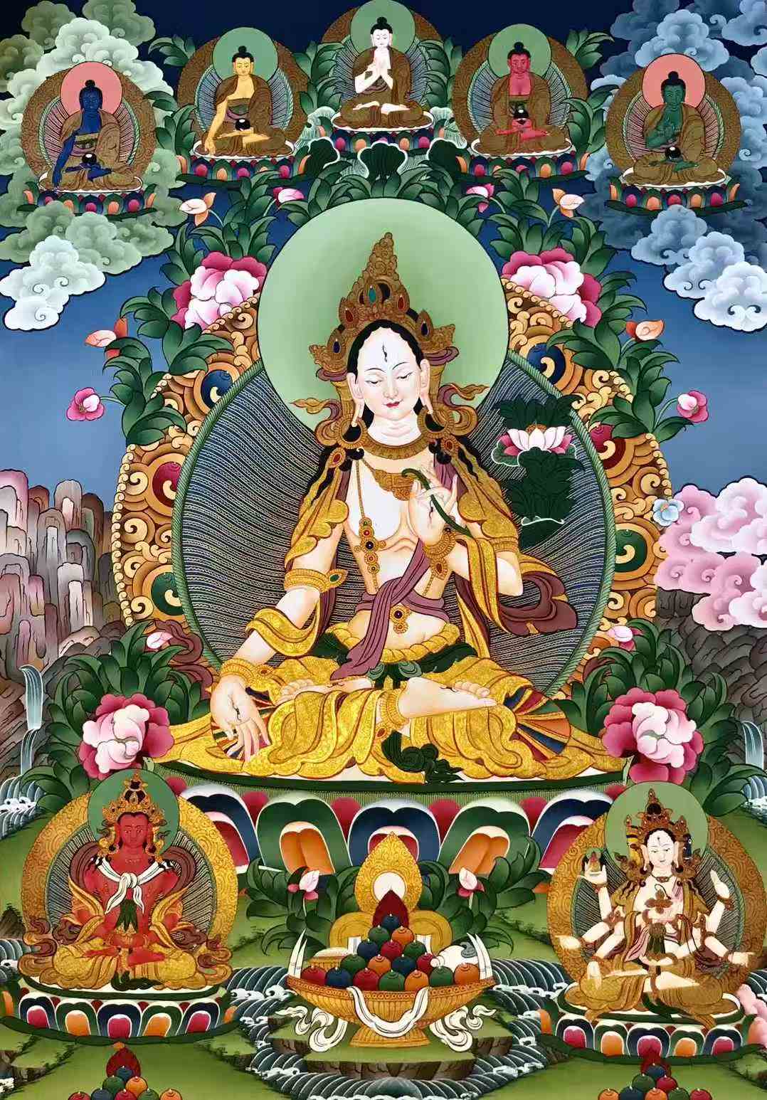 【傳世收藏】《白度母》80-60CM 收藏級唐卡。