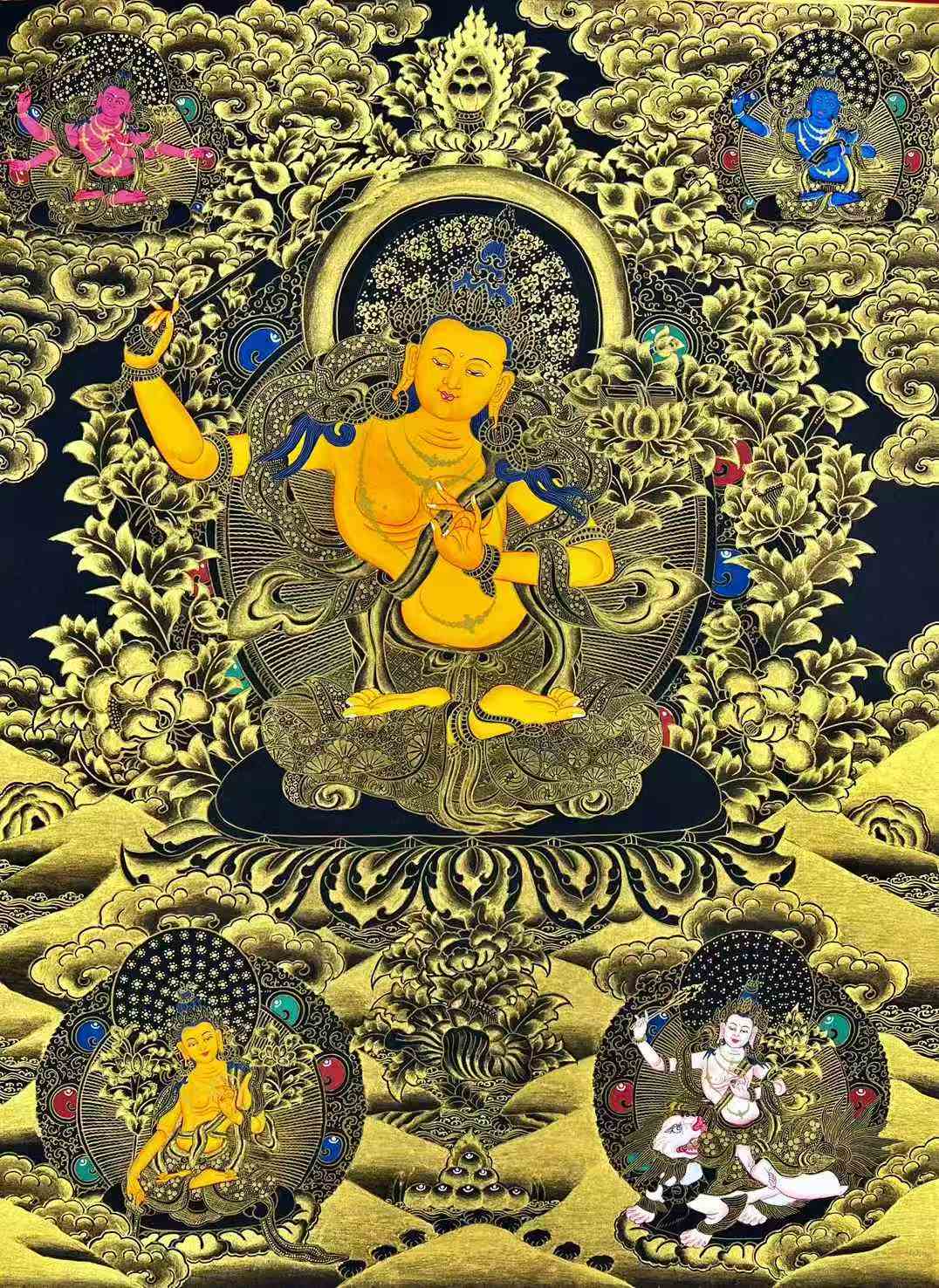 【黑金精品】 《文殊菩薩》70-50CM左右。