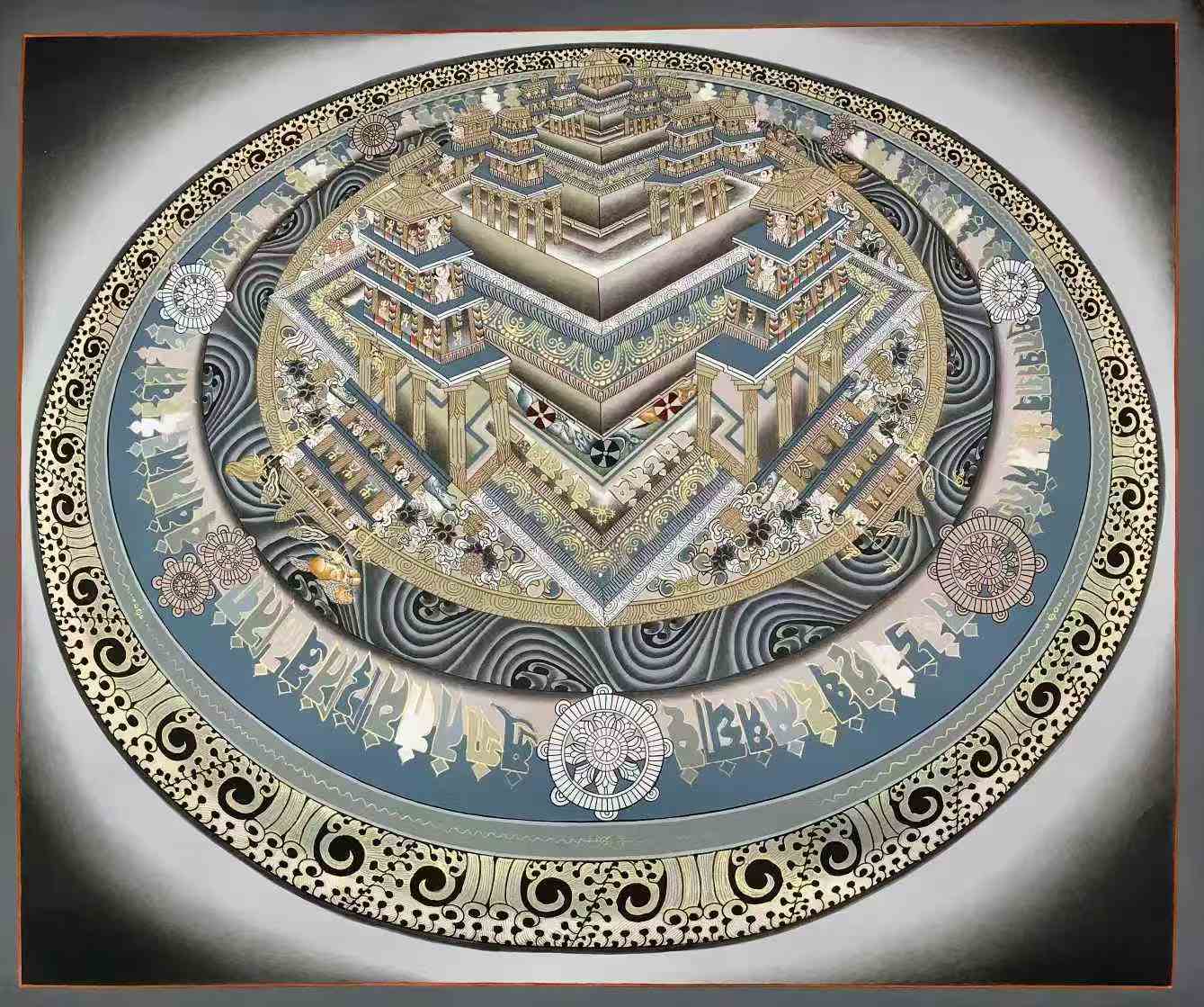 【精品立體壇城】名師繪製3D立體 《時輪金剛》曼陀羅立體壇城50-40CM 左右