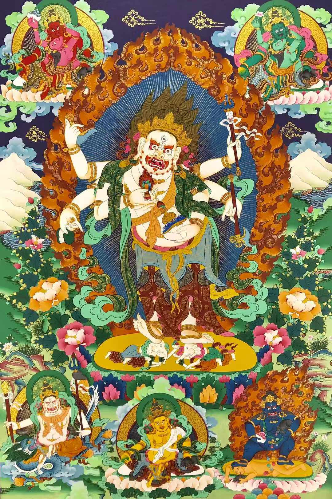 【傳世唐卡】收藏唐卡 《白瑪哈噶拉》礦彩唐卡。