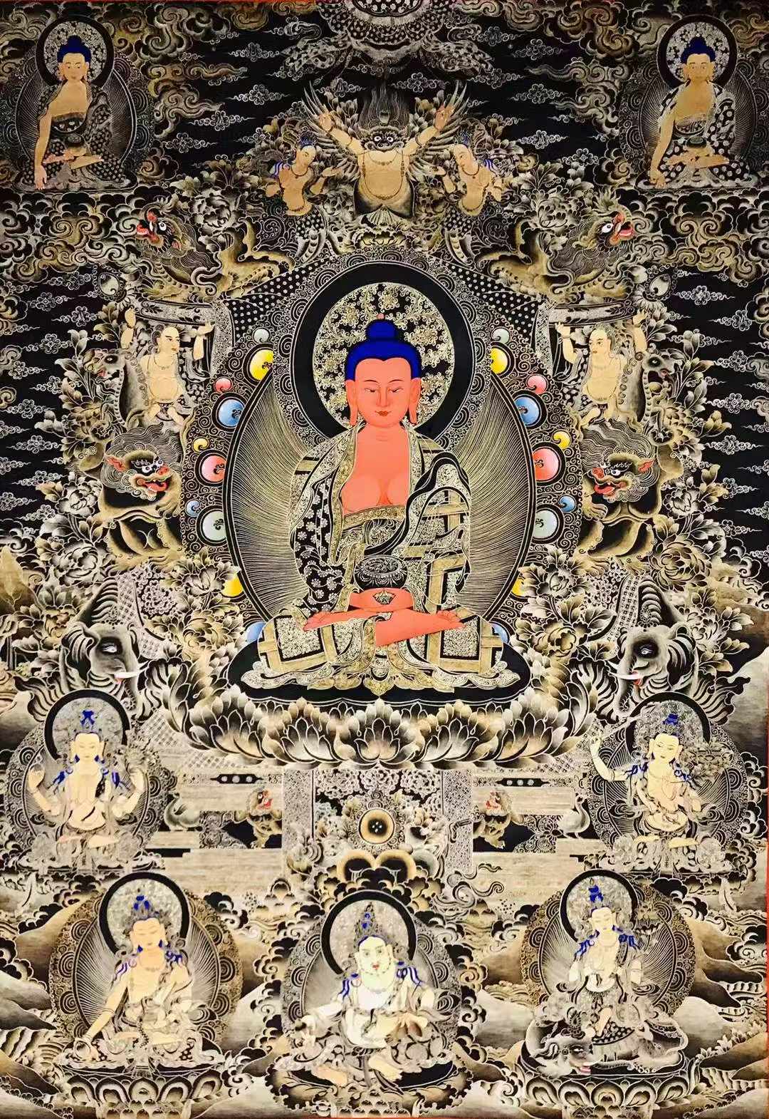 【中國熱貢唐卡藝術】 筆尖上的修行 青海熱貢唐卡《阿彌陀佛》收藏級唐卡